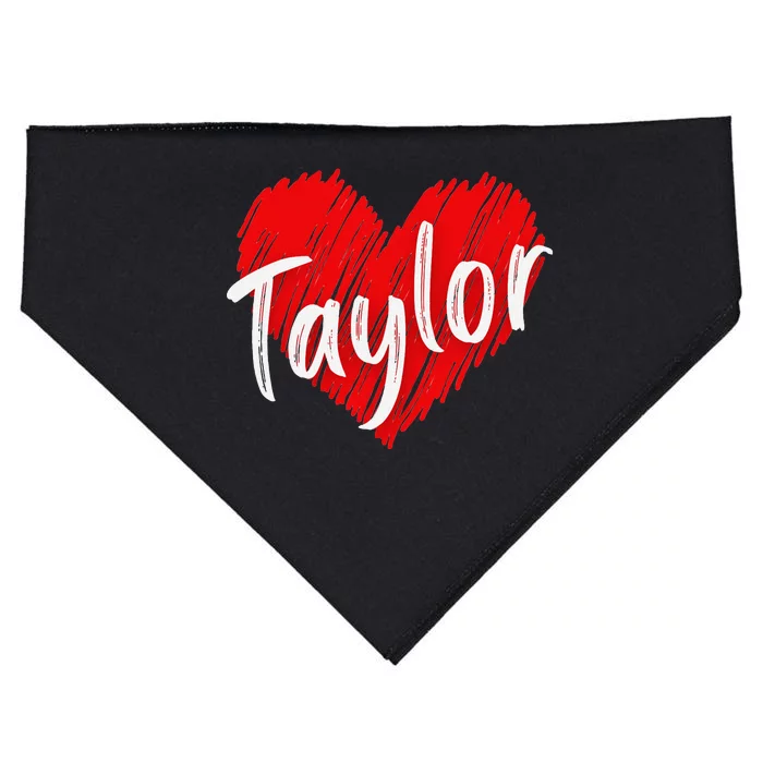 I Love Taylor Personalized Heart Design USA-Made Doggie Bandana