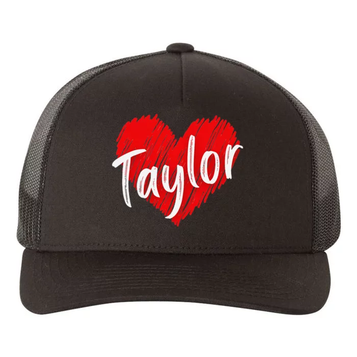 I Love Taylor Personalized Heart Design Yupoong Adult 5-Panel Trucker Hat