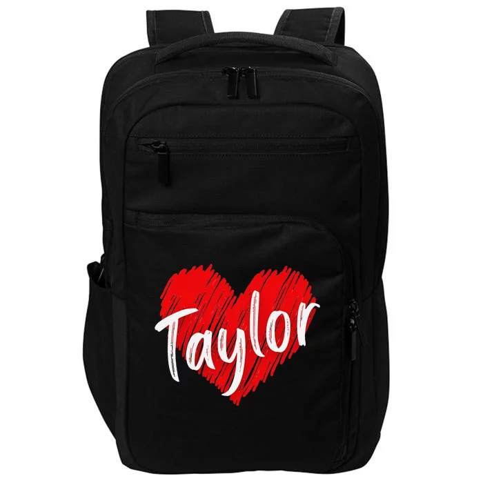 I Love Taylor Personalized Heart Design Impact Tech Backpack