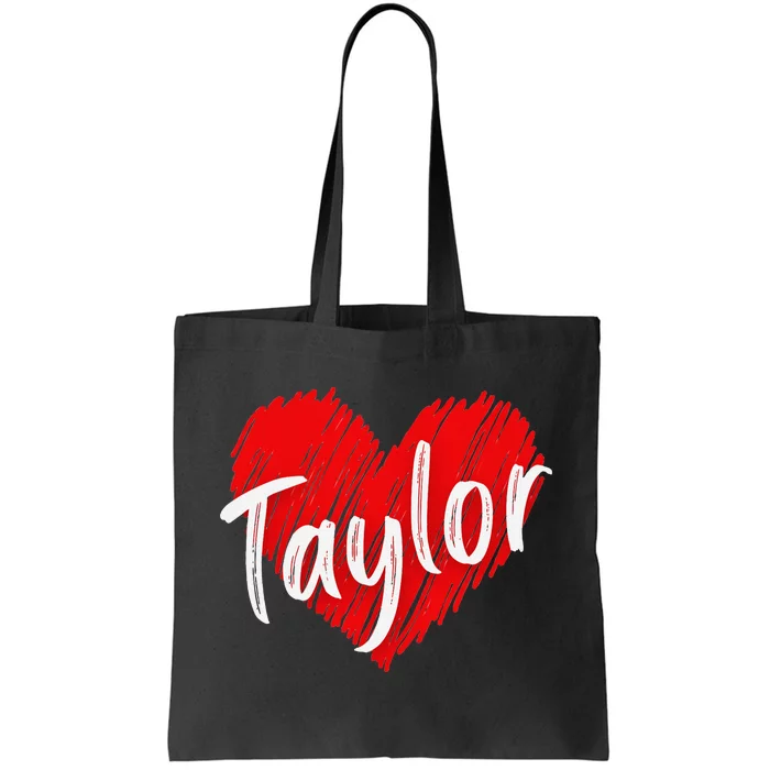 I Love Taylor Personalized Heart Design Tote Bag