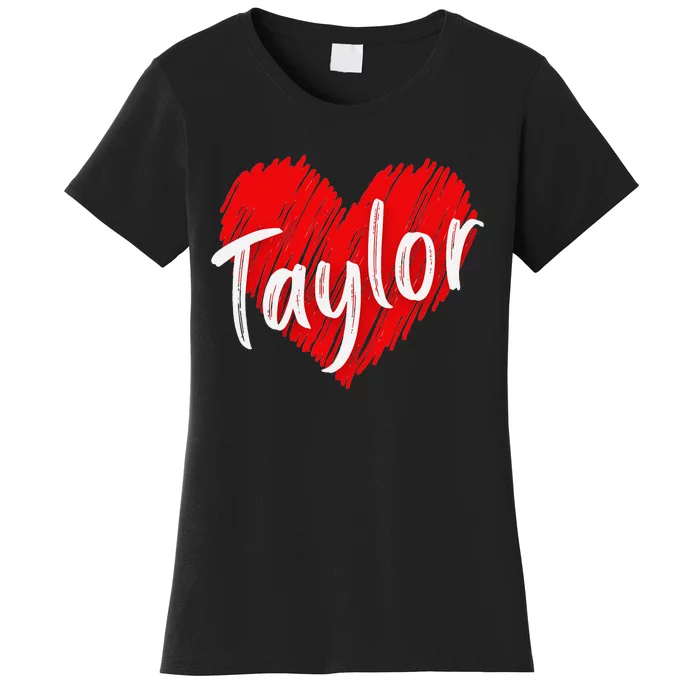 I Love Taylor Personalized Heart Design Women's T-Shirt