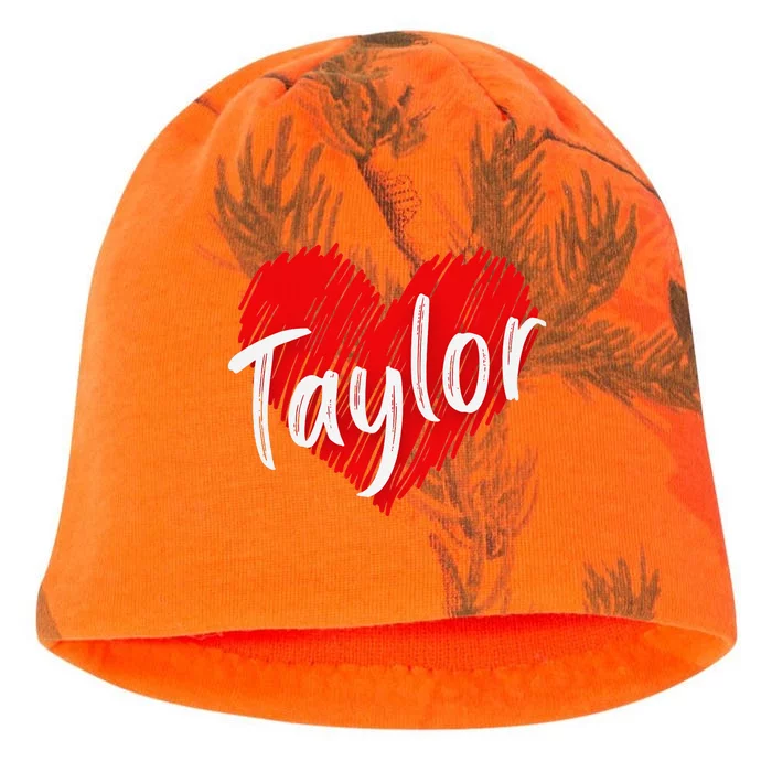 I Love Taylor Personalized Heart Design Kati - Camo Knit Beanie