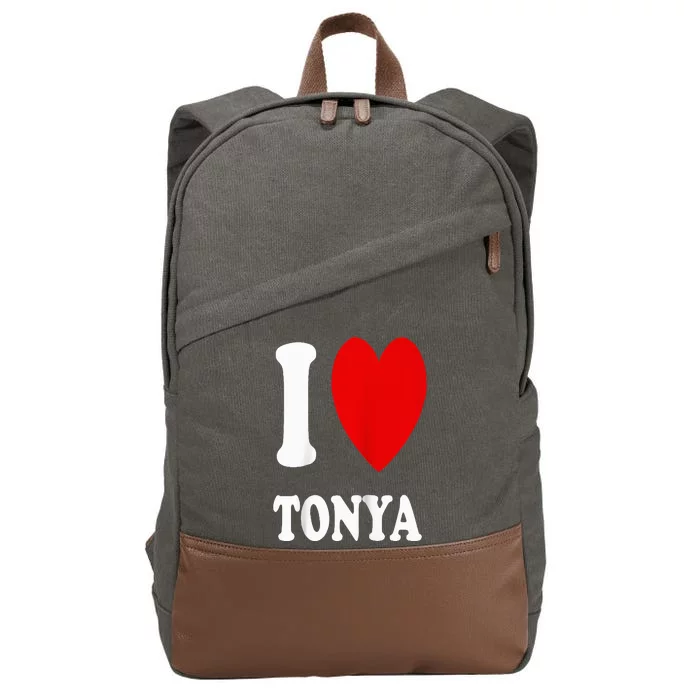 I Love Tonya I Heart Tonya Funny Tonya Raglan Baseball Cotton Canvas Backpack