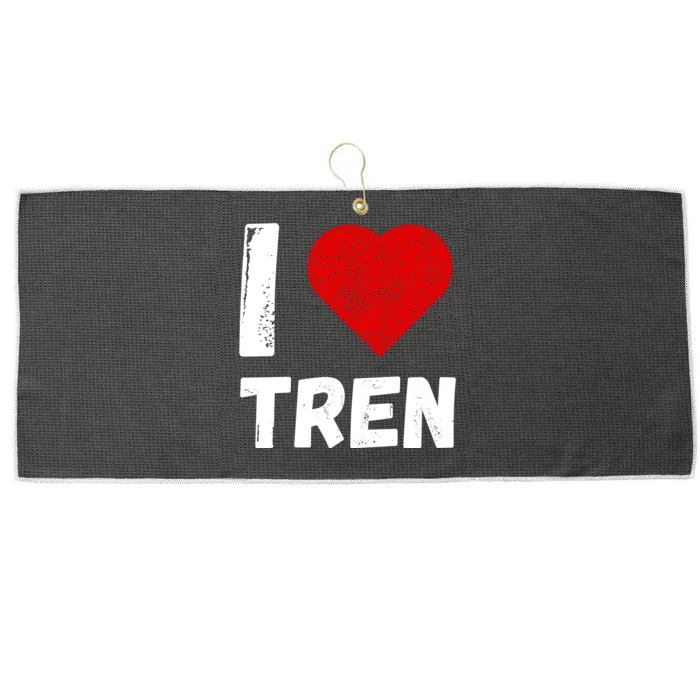 I Love Tren Funny Bodybuilder Large Microfiber Waffle Golf Towel