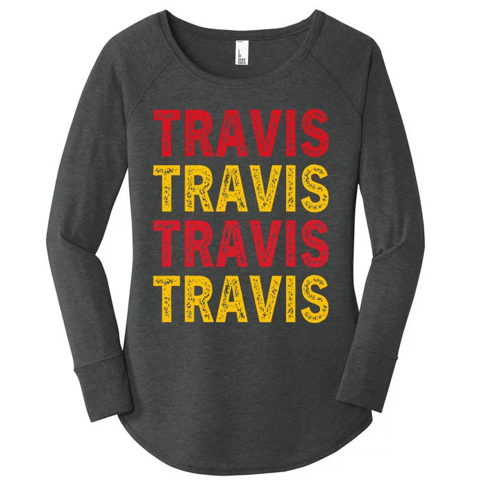 I Love Travis Personalized Name Travis Women's Perfect Tri Tunic Long Sleeve Shirt