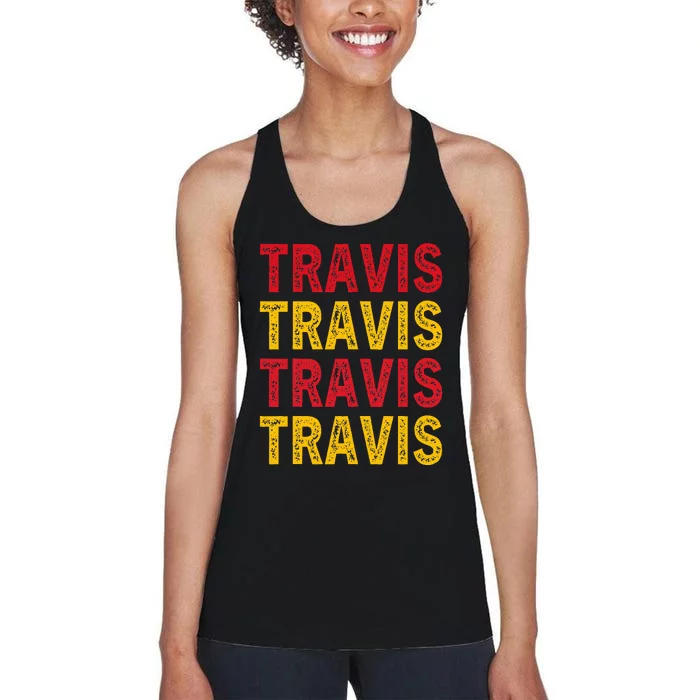 I Love Travis Personalized Name Travis Women's Racerback Tank