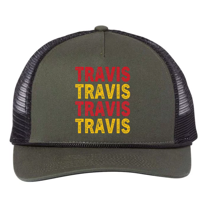 I Love Travis Personalized Name Travis Retro Rope Trucker Hat Cap