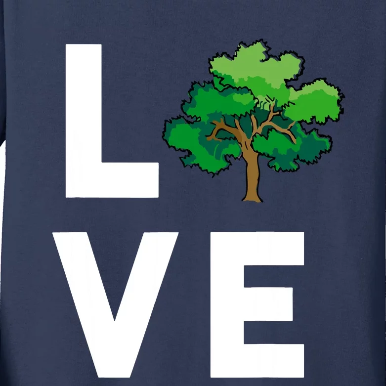 I Love Trees Cute Tree Environment Nature Lovers Gift Kids Long Sleeve Shirt