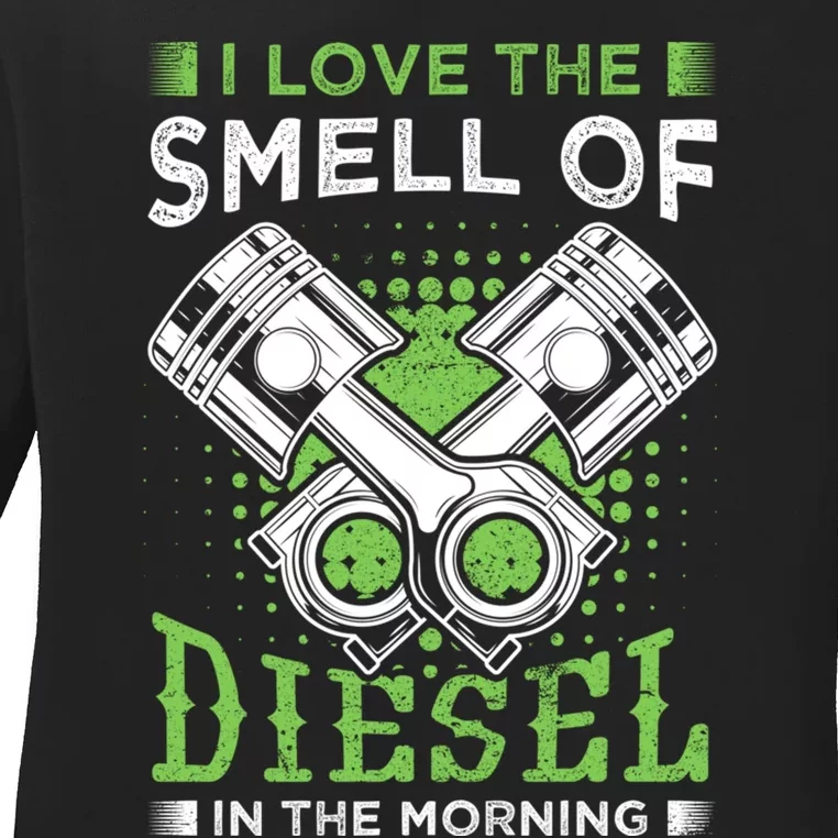 I Like The Smell Of Diesel Truck Mechanic Gift Mechanics Ladies Long Sleeve Shirt