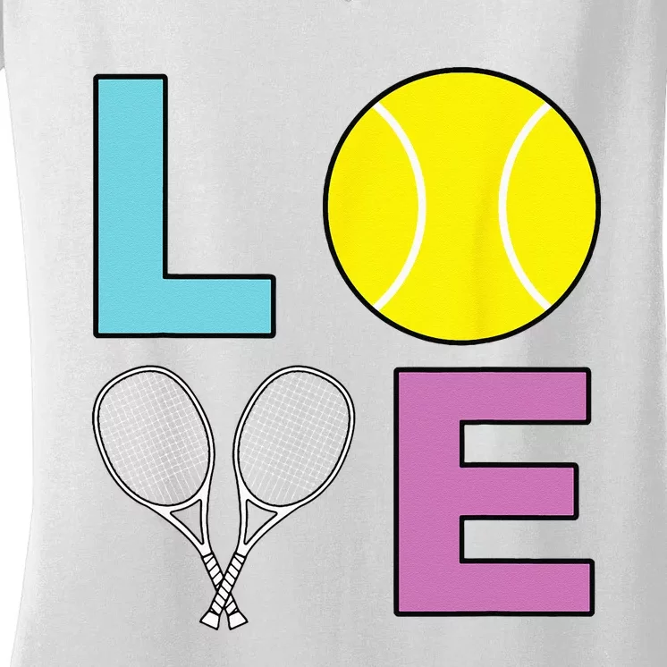 I Love Tennis Tennis Player Women's V-Neck T-Shirt