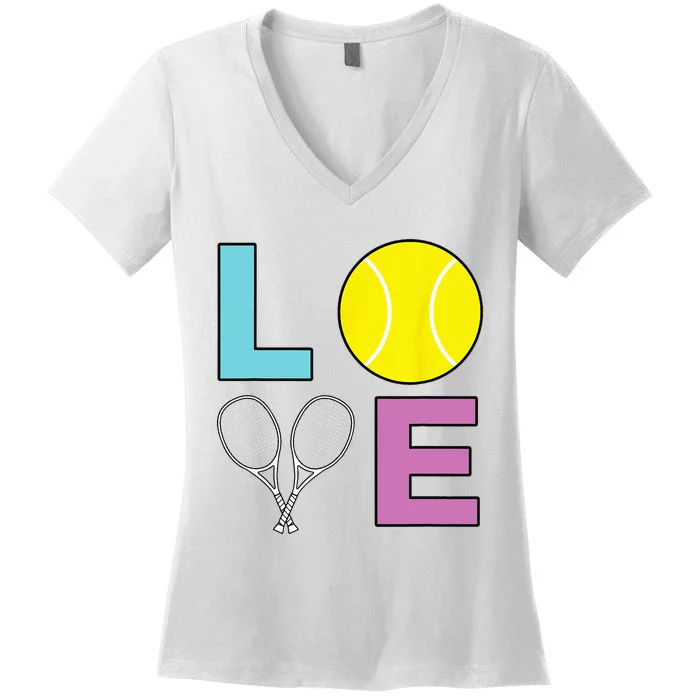 I Love Tennis Tennis Player Women's V-Neck T-Shirt