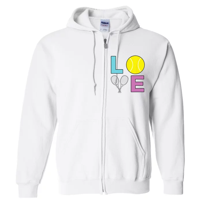 I Love Tennis Tennis Player Full Zip Hoodie