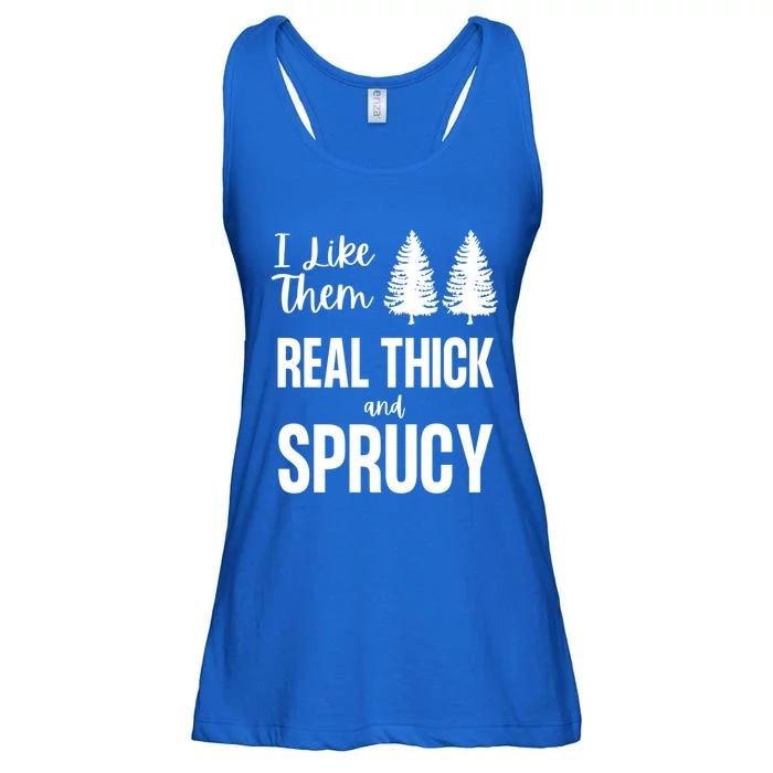 I Like Them Real Thick And Sprucy Funny Christmas Cute Gift Ladies Essential Flowy Tank