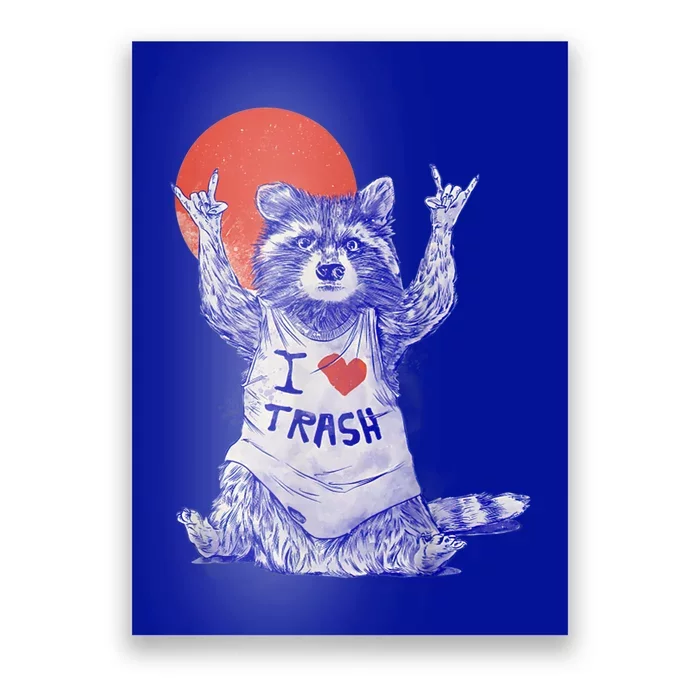 I Love Trash Raccoon Japanese Retro Style Poster