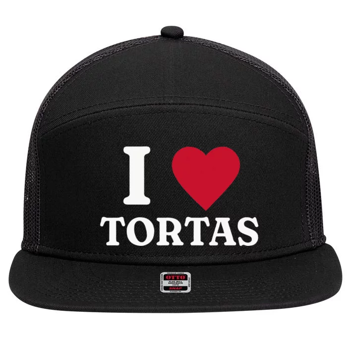 I Love Tortas Mexican Food 7 Panel Mesh Trucker Snapback Hat