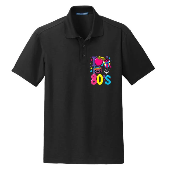 I Love The 80s 80's Party Retro Dry Zone Grid Performance Polo