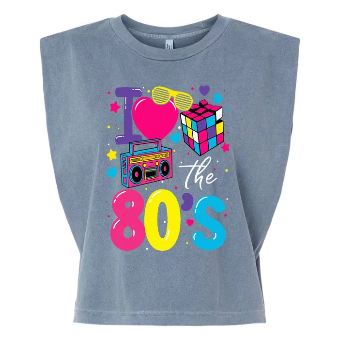 I Love The 80s 80's Party Retro Garment-Dyed Women's Muscle Tee