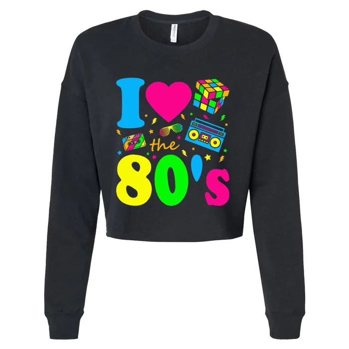 I Love The 80S Eighties Party Dress Retro Cropped Pullover Crew