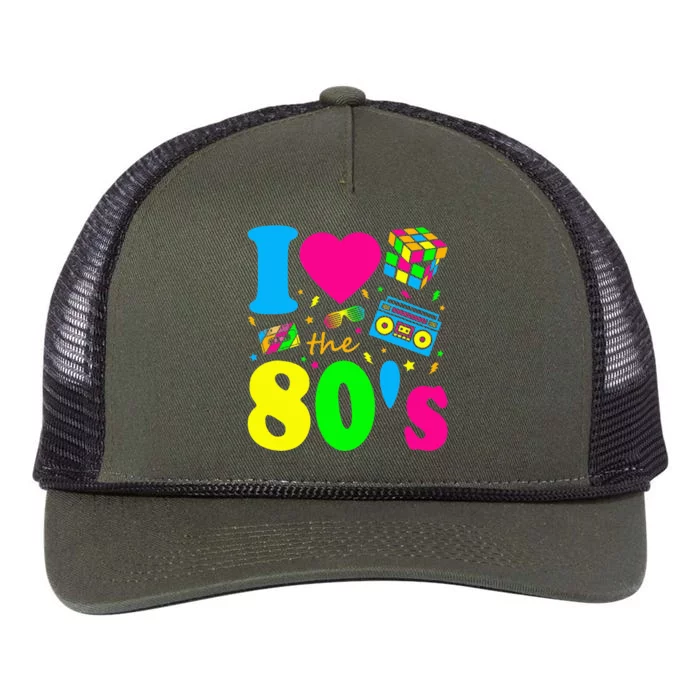 I Love The 80S Eighties Party Dress Retro Retro Rope Trucker Hat Cap