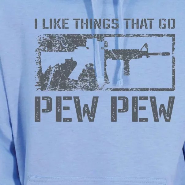 I Like Things That Go Pew Pew  Funny AR15 Pro Gun Joke Unisex Surf Hoodie