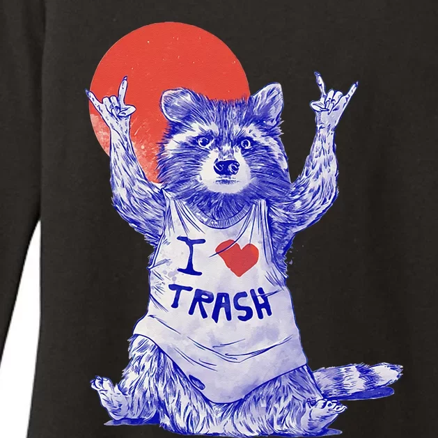 I Love Trash Raccoon Japanese Retro Style Womens CVC Long Sleeve Shirt