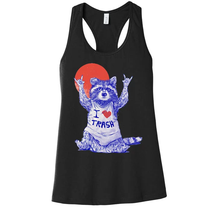 I Love Trash Raccoon Japanese Retro Style Women's Racerback Tank