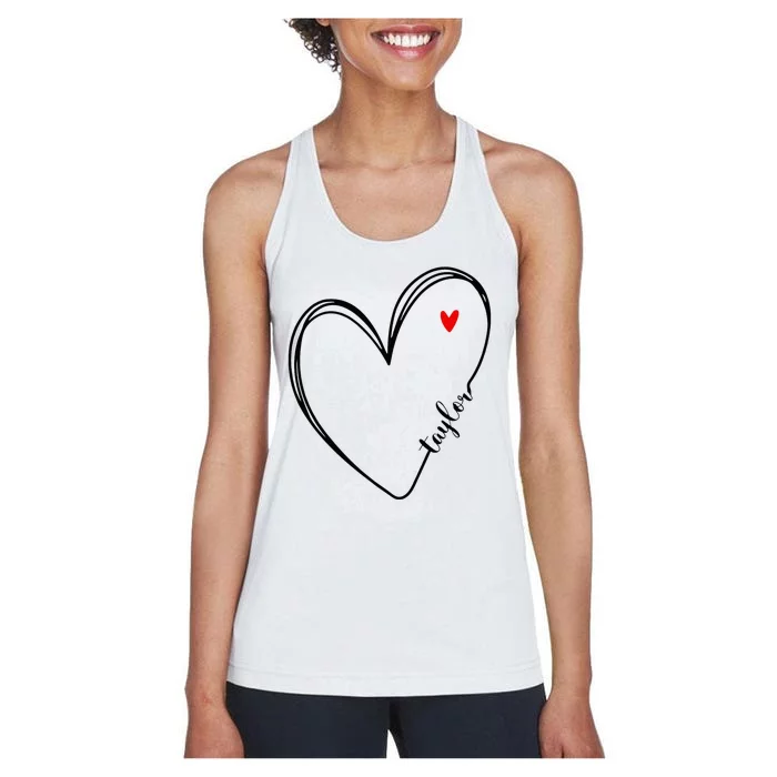 I Love Taylor Personalized Heart Design For G.I.R.L.S Women's Racerback Tank