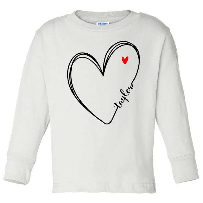 I Love Taylor Personalized Heart Design For G.I.R.L.S Toddler Long Sleeve Shirt