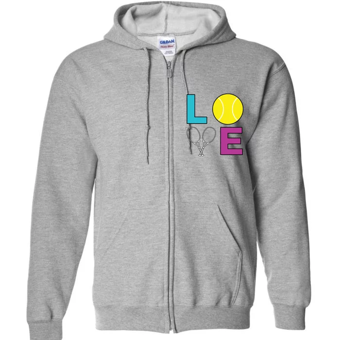 I Love Tennis Tennis Player Full Zip Hoodie