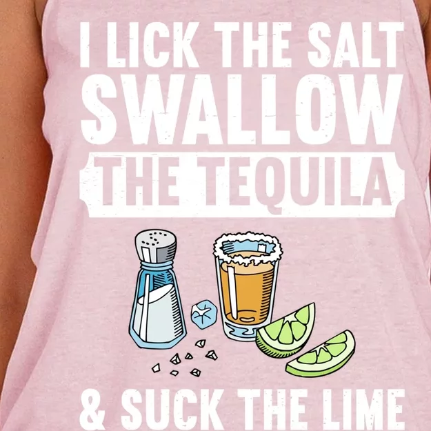 I Lick The Salt Swallow The Tequila Suck Lime Ing Party Gift Women's Knotted Racerback Tank