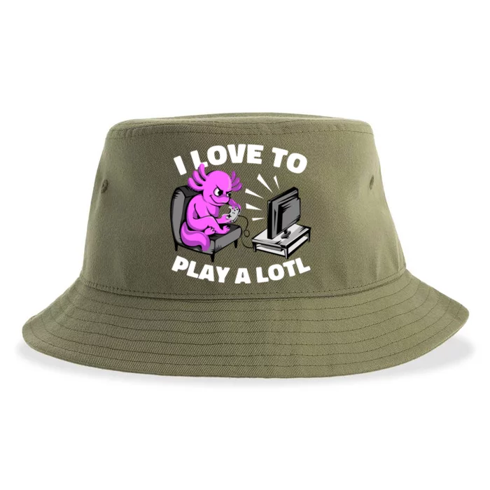 I Love To Play A Lotl Axolotl Gamesolotl Funny Gamer Sustainable Bucket Hat