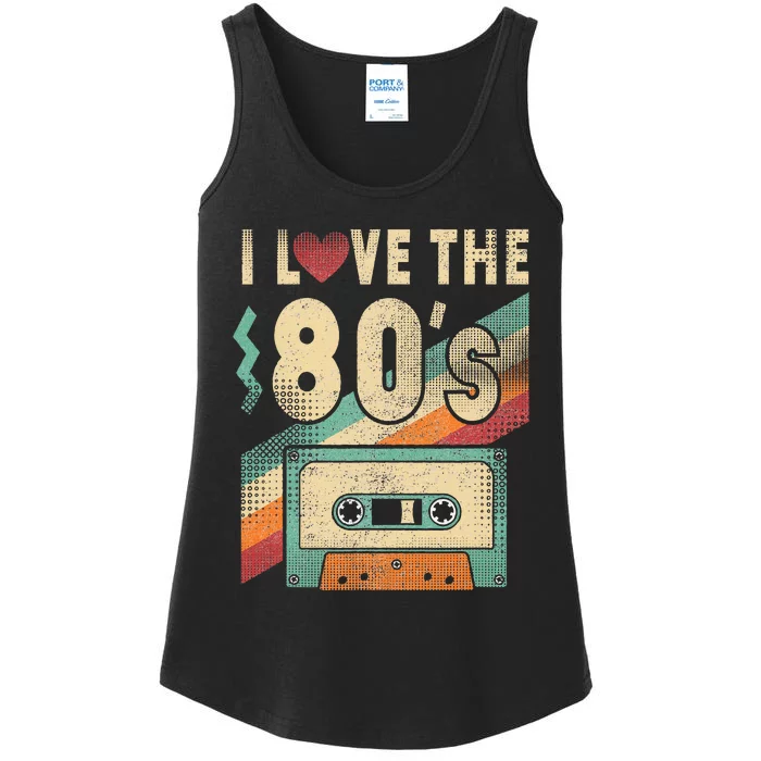 I Love The 80s Vintage Music Party Ladies Essential Tank