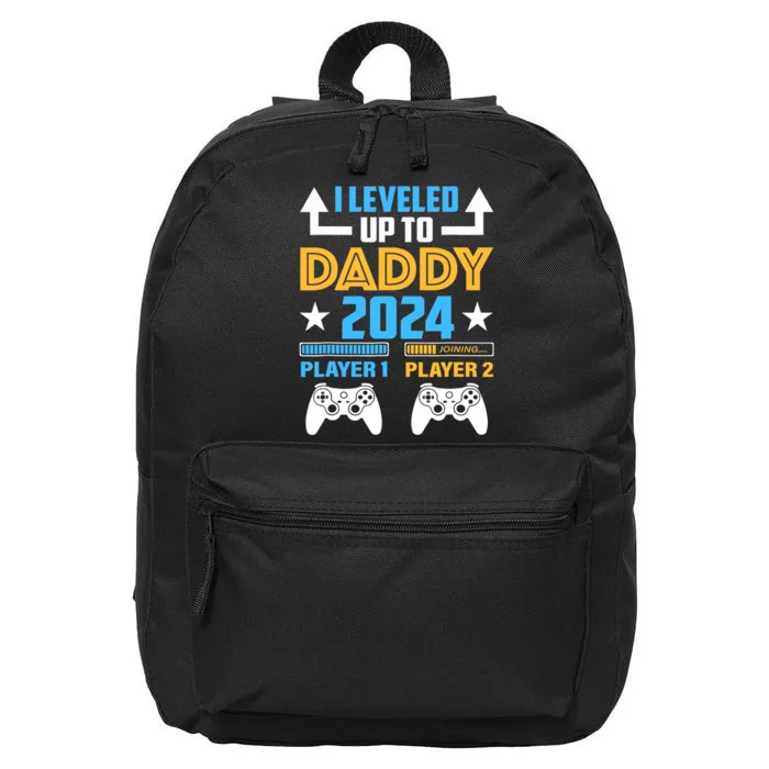 I Leveled Up To Daddy 2024 Funny Soon To Be Dad 2024 16 in Basic Backpack