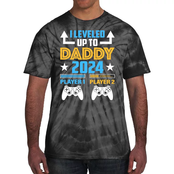 I Leveled Up To Daddy 2024 Funny Soon To Be Dad 2024 Tie-Dye T-Shirt