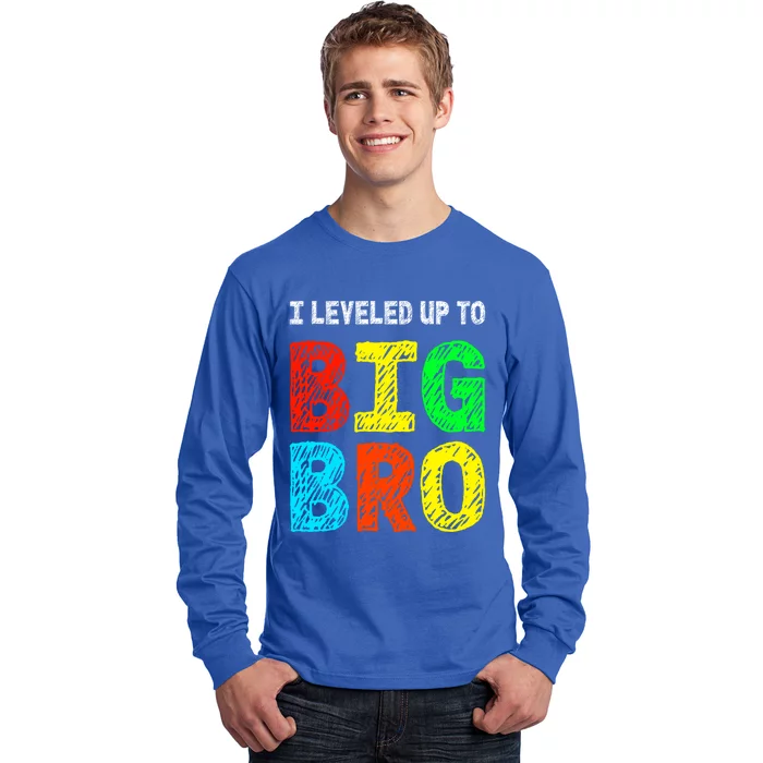 I Leveled Up To Big Bro Funny Gamer Brother Gift Long Sleeve Shirt