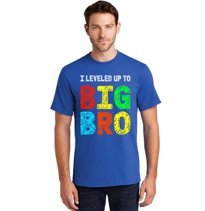 I Leveled Up To Big Bro Funny Gamer Brother Gift Tall T-Shirt