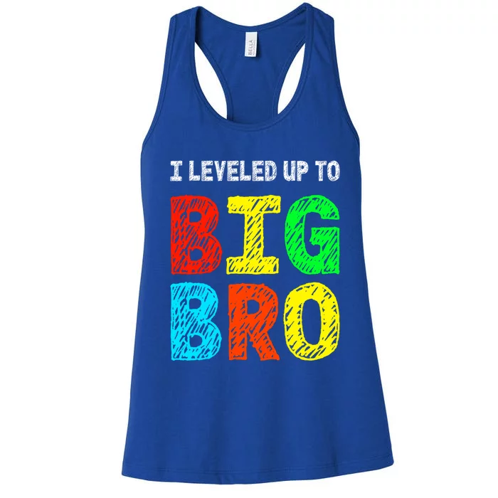 I Leveled Up To Big Bro Funny Gamer Brother Gift Women's Racerback Tank