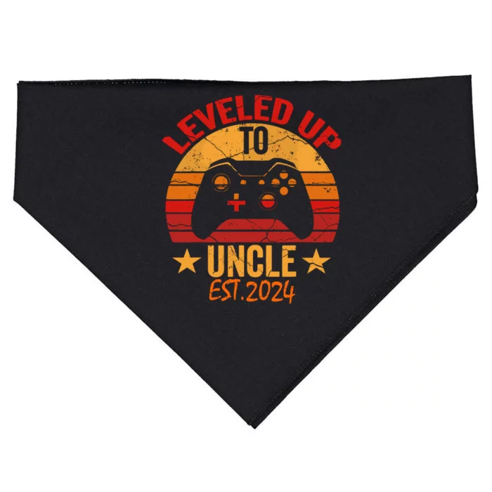 I Leveled Up To Uncle Est 2024 Video Gamer Pregnancy USA-Made Doggie Bandana