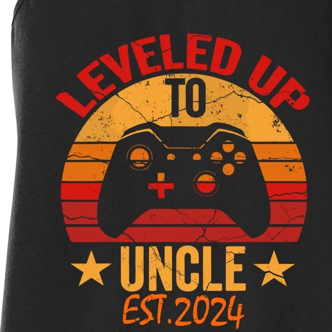 I Leveled Up To Uncle Est 2024 Video Gamer Pregnancy Women's Racerback Tank