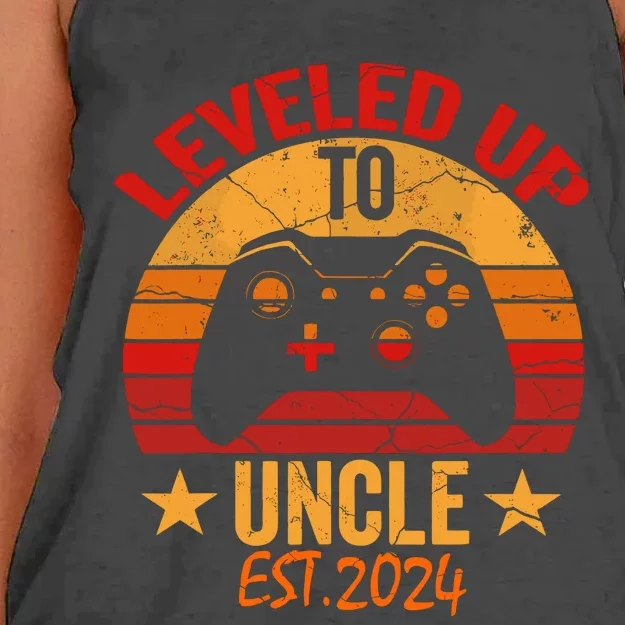 I Leveled Up To Uncle Est 2024 Video Gamer Pregnancy Women's Knotted Racerback Tank