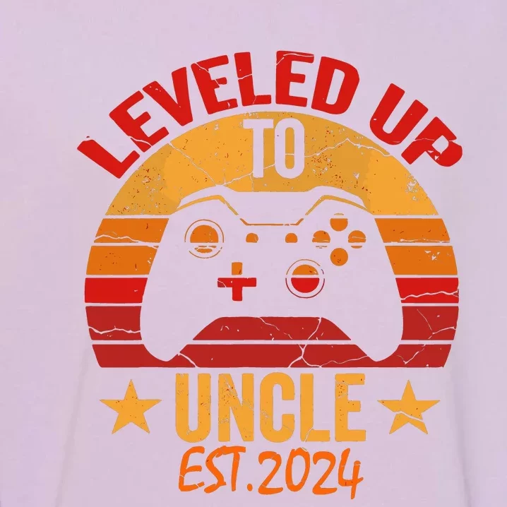 I Leveled Up To Uncle Est 2024 Video Gamer Pregnancy Garment-Dyed Sweatshirt