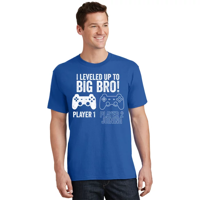 I Leveled Up To Big Bro! New Older Brother Gamer Player 2 Gift T-Shirt