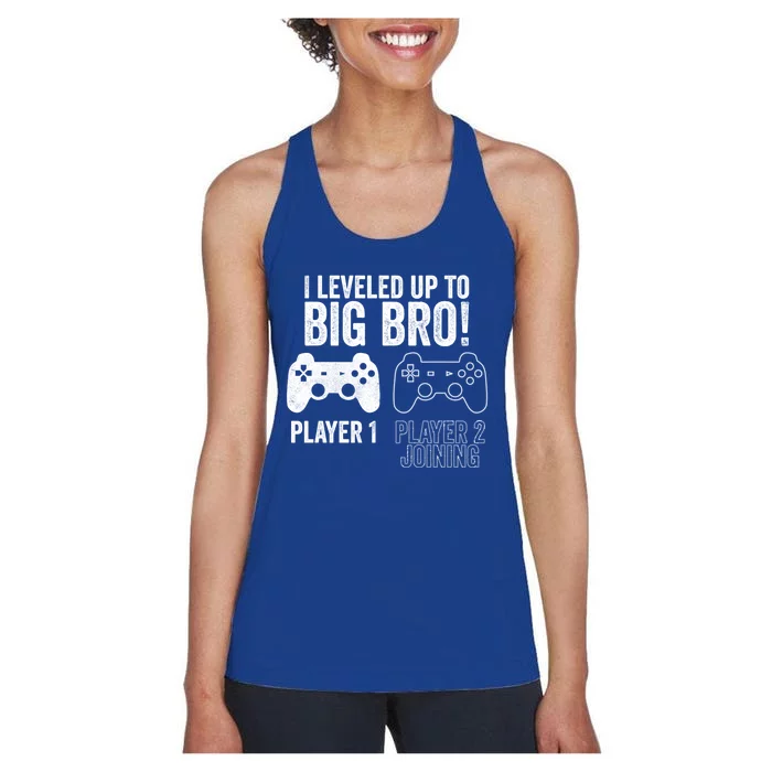 I Leveled Up To Big Bro! New Older Brother Gamer Player 2 Gift Women's Racerback Tank