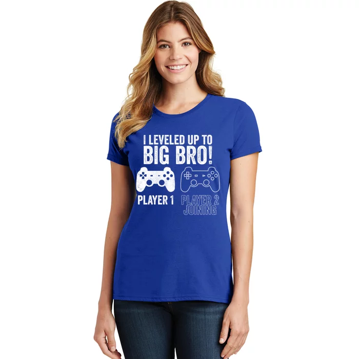 I Leveled Up To Big Bro! New Older Brother Gamer Player 2 Gift Women's T-Shirt