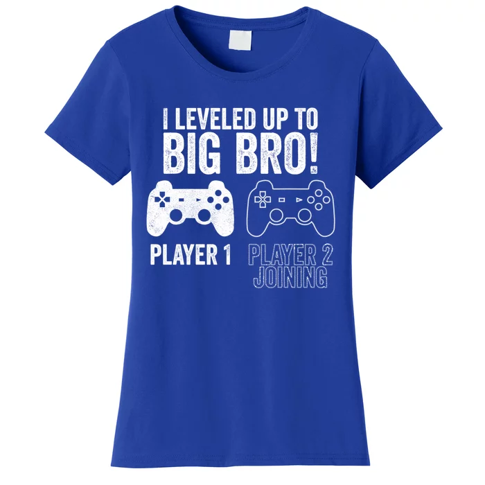 I Leveled Up To Big Bro! New Older Brother Gamer Player 2 Gift Women's T-Shirt