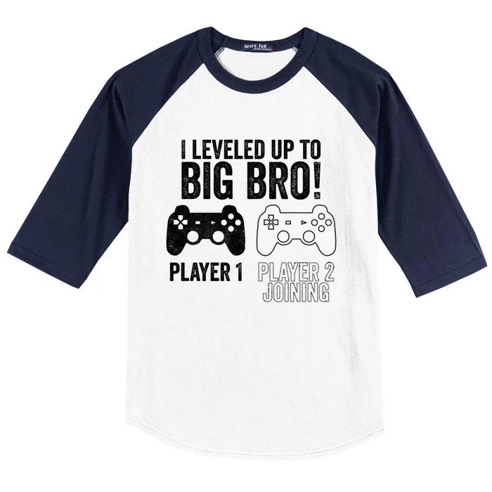 I Leveled Up To Big Bro! New Older Brother Gamer Player 2 Gift Baseball Sleeve Shirt