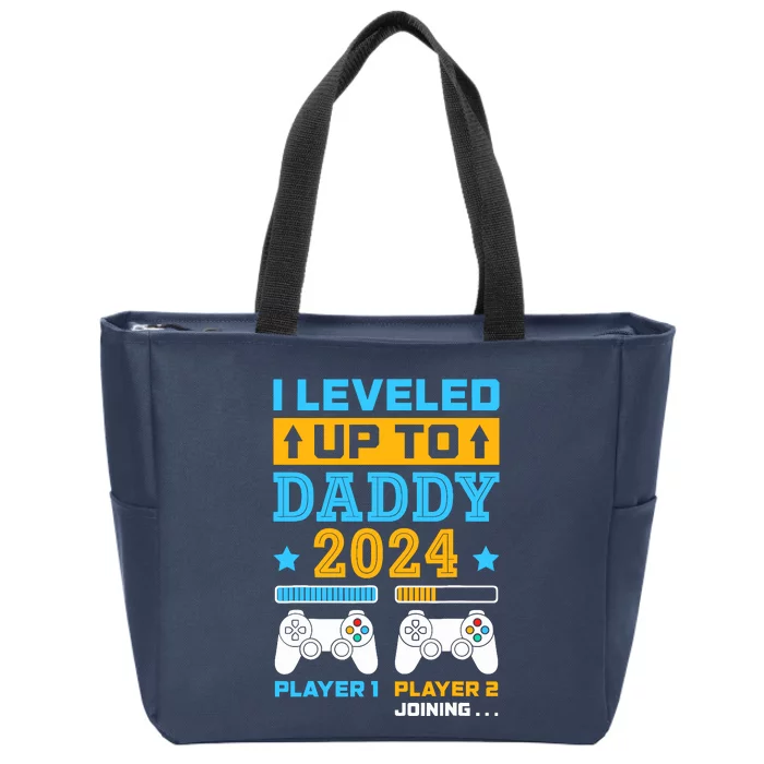 I Leveled Up To Daddy Est 2024 Soon To Be Dad Birthday Gamer Zip Tote Bag