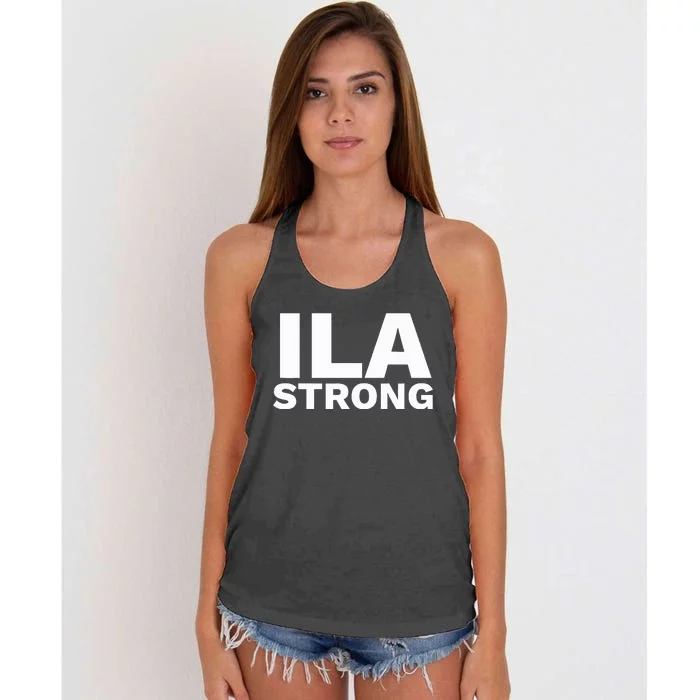 Ila Longshoremen Union Strike Port Workers Union Women's Knotted Racerback Tank