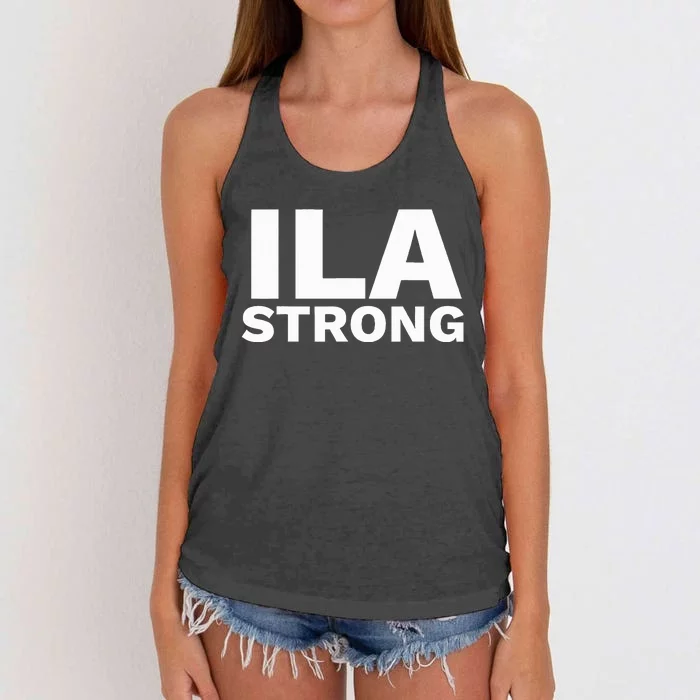 Ila Longshoremen Union Strike Port Workers Union Women's Knotted Racerback Tank