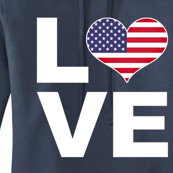 I Love Usa Gift Heart Flag Usa Gift Women's Pullover Hoodie